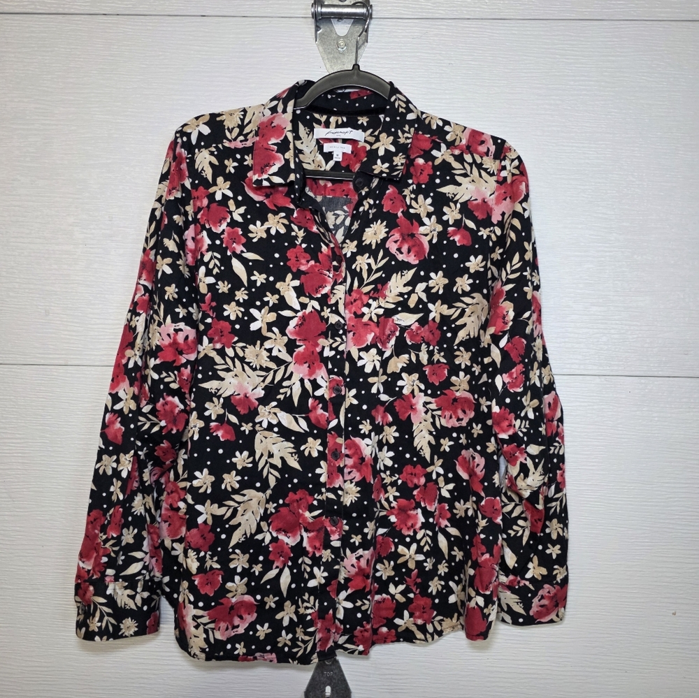 Foxcroft Black Floral Blouse